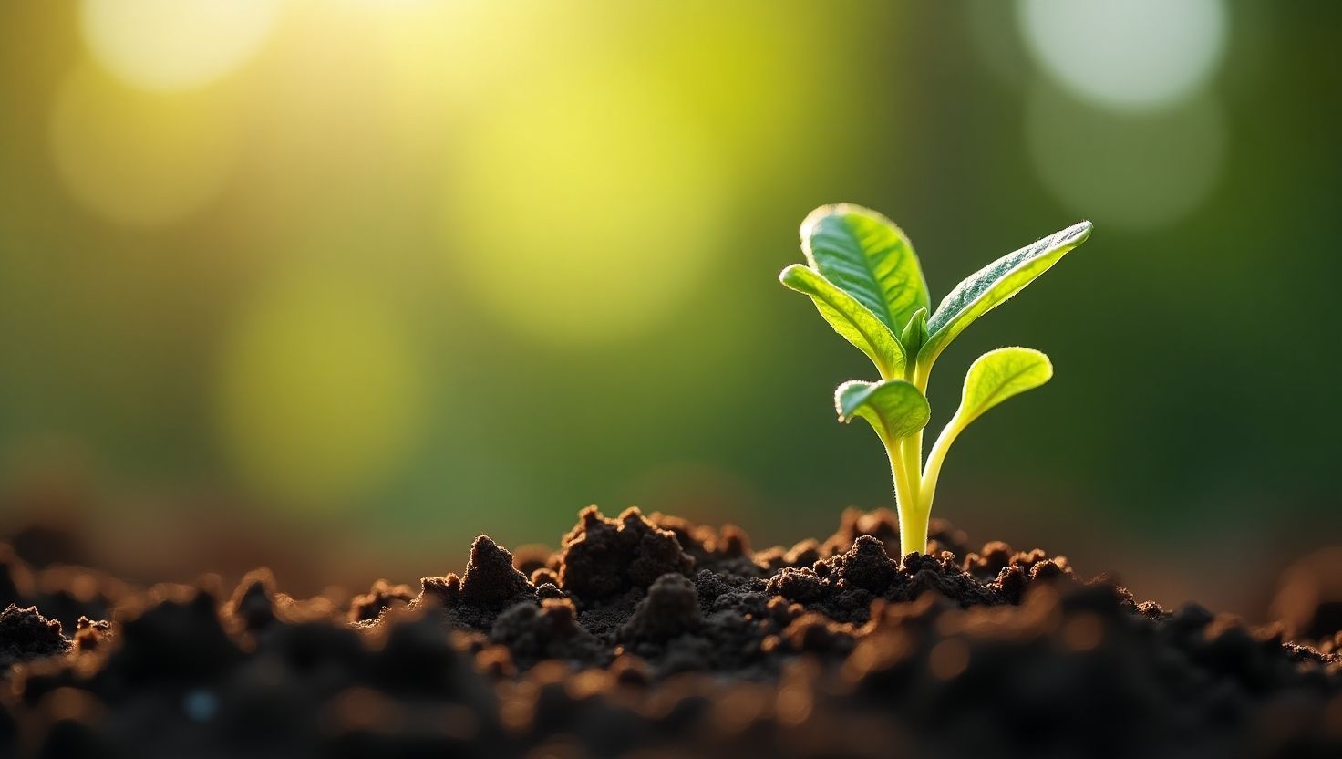 Planta brotando en la tierra