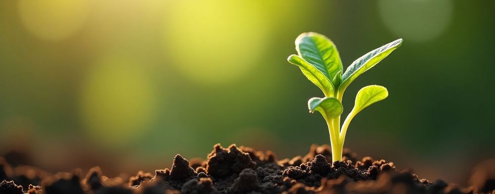 Planta brotando en la tierra